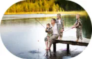 Dad Teaching Kids How to Fish