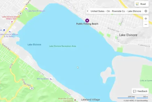 Lake Elsinore Fishing Map